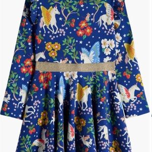 Mabel Fantasy Print Long Sleeve Cotton Twirly Dress by Mini Boden